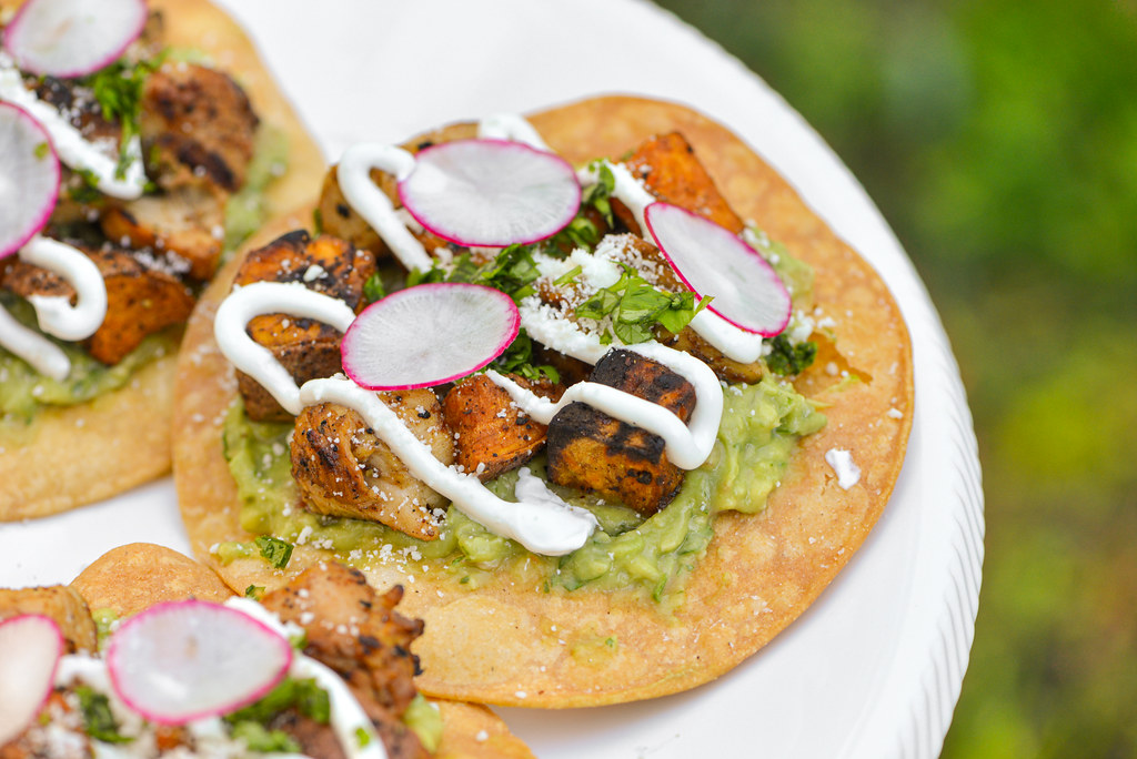 Chili-spiced Chicken and Sweet Potato Tostadas