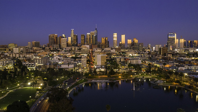 MacArthur Park, Downtown Los Angeles Skyline