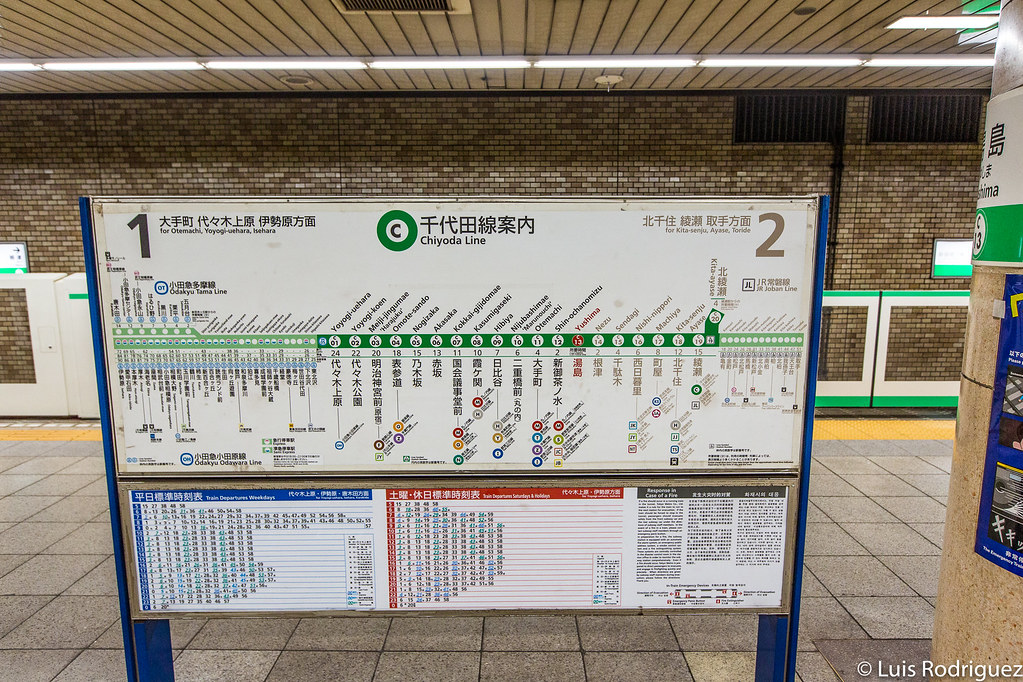 Información de la línea de metro en el andén
