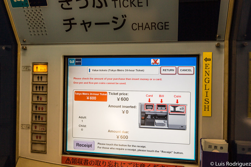 Comprando un billete de 24 horas para la red de Tokyo Metro