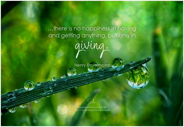 Henry Drummond …there is no happiness in having and getting anything, but only in giving