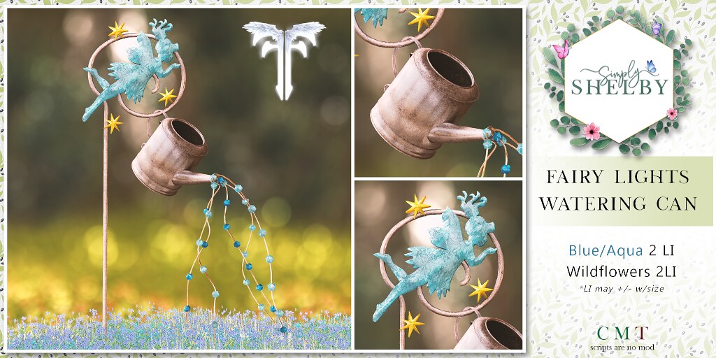 Simply Shelby Fairy Lights Watering Can Blue FF