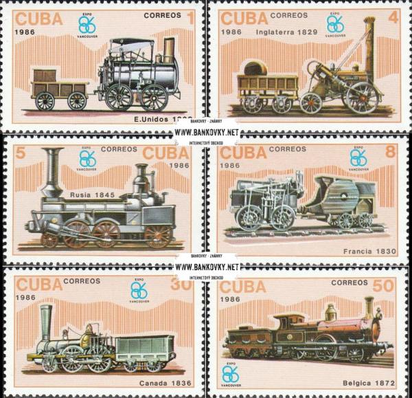 Známky Kuba 1986 Lokomotívy séria MNH