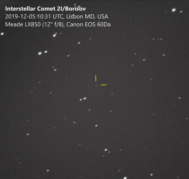 Interstellar Comet Borisov (2I/2019 Q4) 2019-12-05 0531 EST