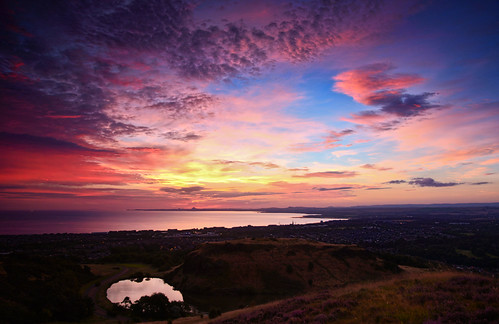 Sunrise by andrewmckie, Looking East from Arthurs Seat, Edinburgh. I reworked this old image using the 'haze removal' filte