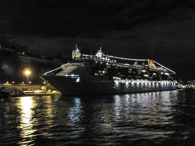 Cruise ship decked out in lights, Quebec