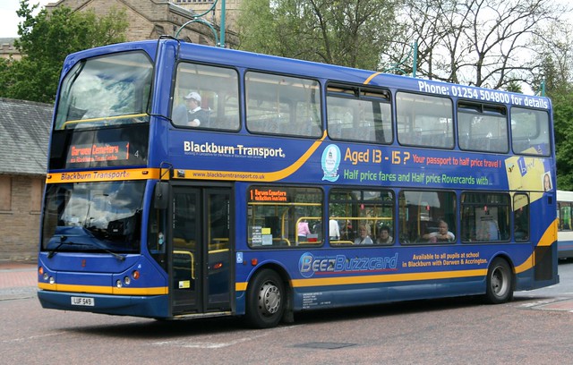Lancashire United formerly Blackburn Transport 4 LUF 549 leaves Blackburn Boulevard Bus Station with a service for Darwen.