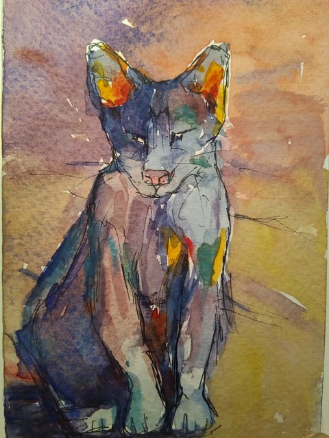 Tusch and Watercolor. 