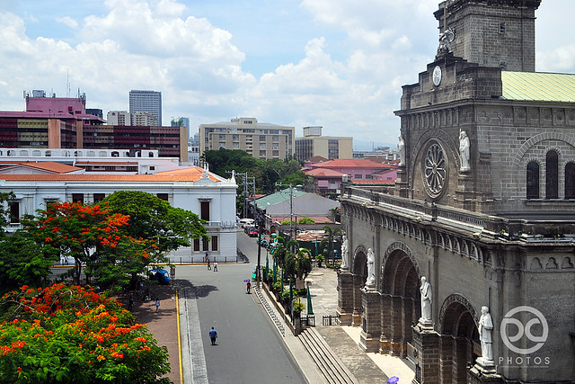 Intramuros: Manila Cathedral and Ayuntamiento De Manila (view from Palacio Del Gobernador)