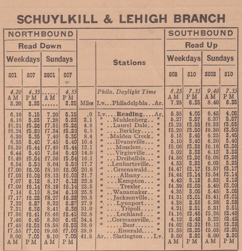 Reading Schuylkill and Lehigh Branch 1930
