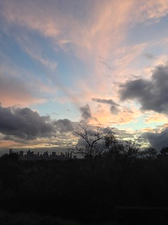 City skyline and sunset from Wurundjeri Lookout, Kew