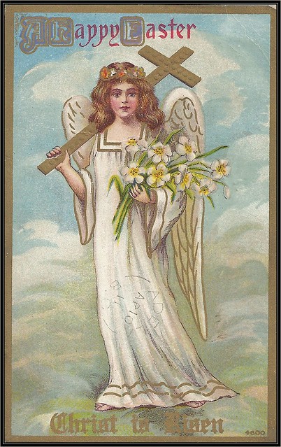 c. 1910 Gold Bordered Vintage Easter Postcard (#4600) - Happy Easter