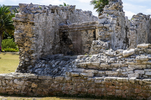 Closeup of the structure of the great platforms, Tulum, Mexico