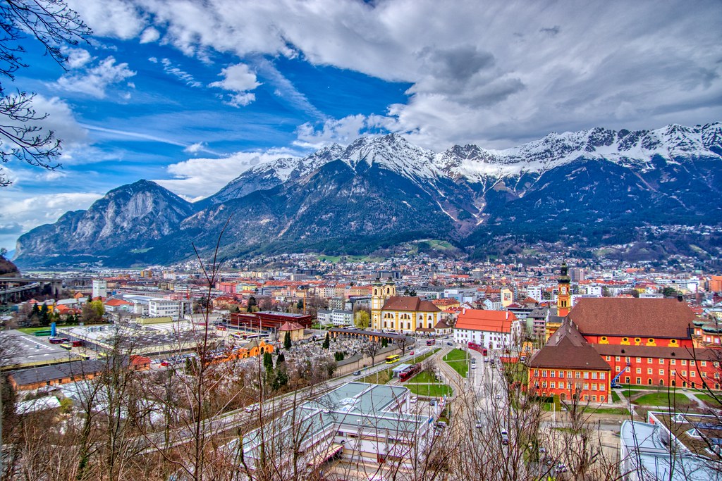 View over Innsbruck with the Alps in Tyrol, Austria