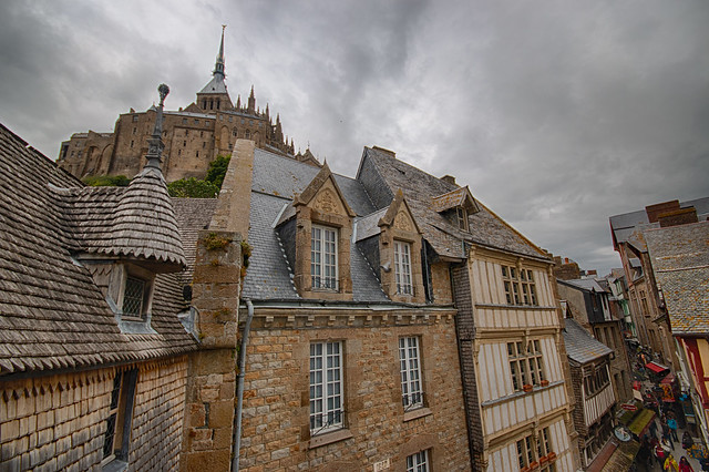 the quirky, vertiginous, charming, dramatic, medieval jumble that is Mont Saint Michel, Avranches, Manche, Normandie, France.