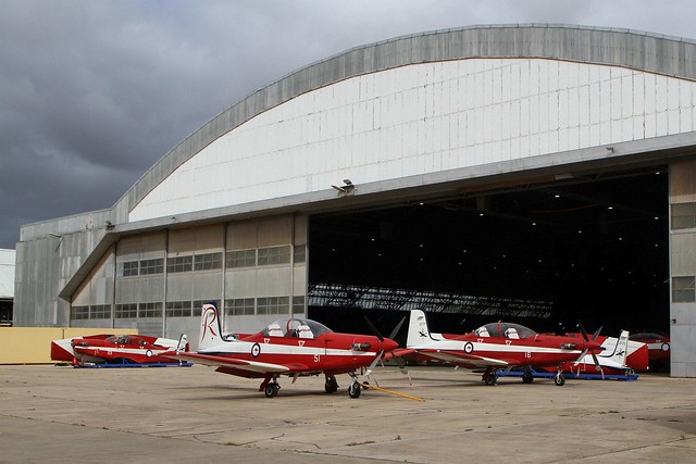 RAAF Pilatus PC-9A trainers stored at Avalon awaiting sale