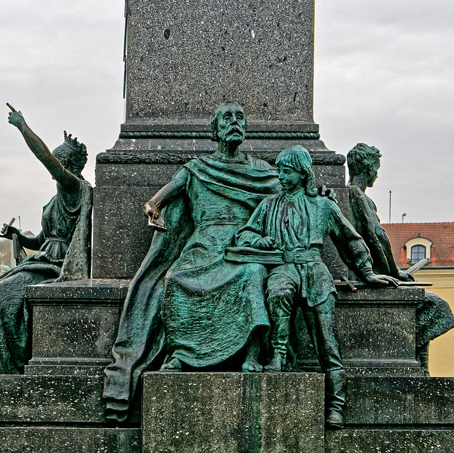 Bronze Figures (Adam Mickiewicz  Monument) Krakow Old Town (Stare Miasto) Panasonic LX100 (DxO Edited)