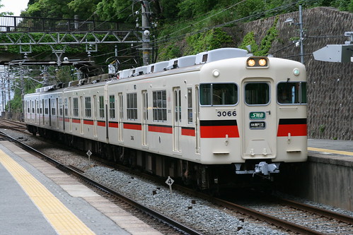 Sanyo Electric Railway 3050 series (4th ver) in Sumaura-koen.Sta, Kobe, Hyogo, Japan /May 6, 2020