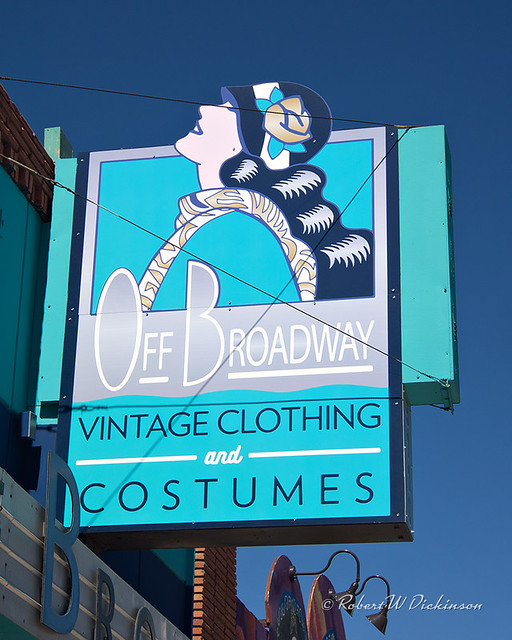 Off Broadway Vintage Clothing and Costumes Sign on Route 66 in Albuquerque, New Mexico