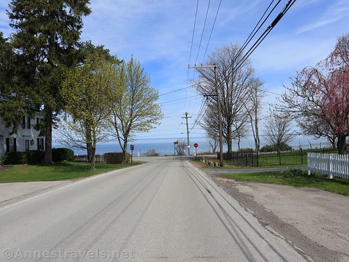 Looking down a road to Lake Ontario in Pultneyville, New York