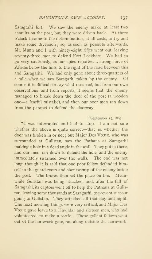 Col John Haughton letters on Saragarhi