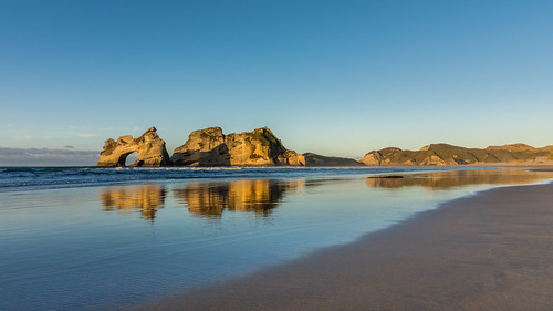 neuseeland newzealand sunset sonnenuntergang rocks felsen lowtide ebbe reflection reflektionen spiegelung southisland