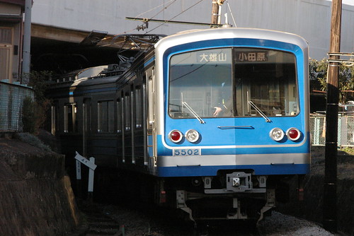 Izu Hakone Railway 5000 series(2nd～4th EMU) in Midoricho.Sta, Odawara, Kanagawa, Japan /Jan 1, 2009