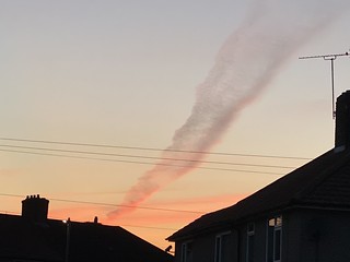 Vapour trails in the sunset