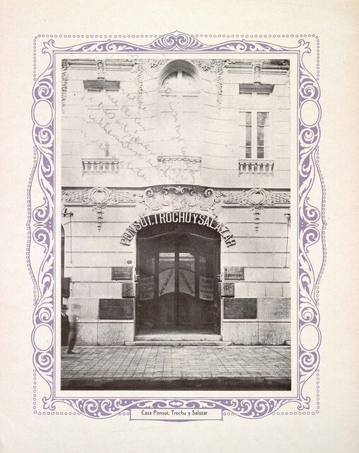 CASA PONSOT, TROCHU y SALAZAR de Bandera 109 casi esquina Moneda en el edificio del  Banco Unión Comercial, Santiago, 1910