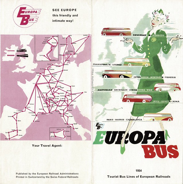 EuropaBus - tourist bus lines of European Railroads : folder 1954