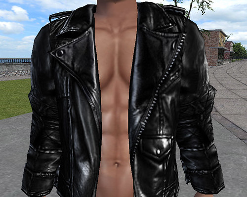 Black Leather Biker Jacket (M)