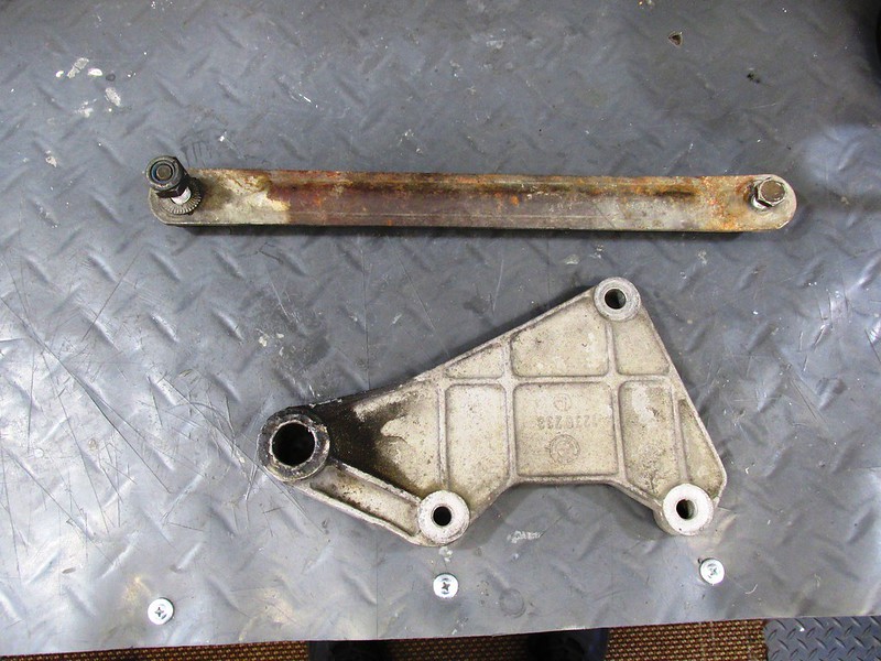 Grungy & Corroded Rear Brake Stay and Brake Plate