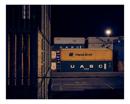 containers cargo port montreal night landscape industrial fence montréal quebec canada