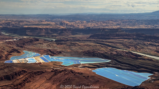 Intrepid Potash Evaporation Ponds Aerial View in Moab, Utah