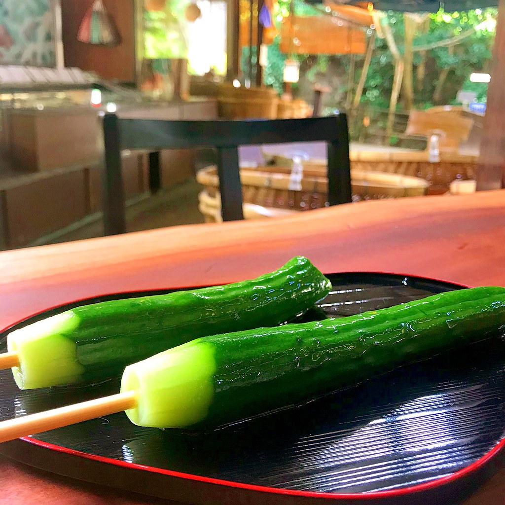 Japanese Pickled Tsukemono Cucumbers on a Stick