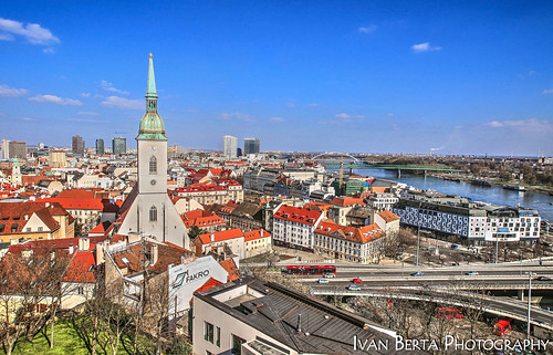slovakia slovak republic bratislava city town photo photography travel traveling canon view weather color colors colour colours cathedral building architecture history old roof red blue sky river danube donau water bridge amazing awesome nice beautiful