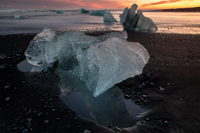 Icebergs at Sunset