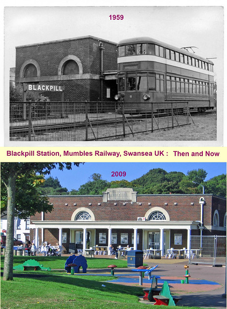 Mumbles Railway, THEN & NOW at Blackpill station