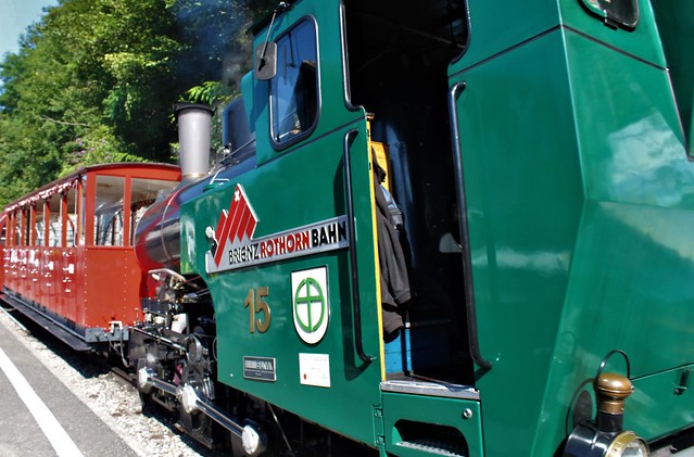 Brienz Rothorn Bahn steam train in Swiss Alps