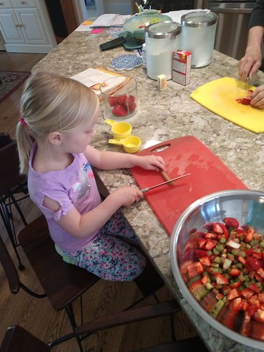 cutting rhubarb