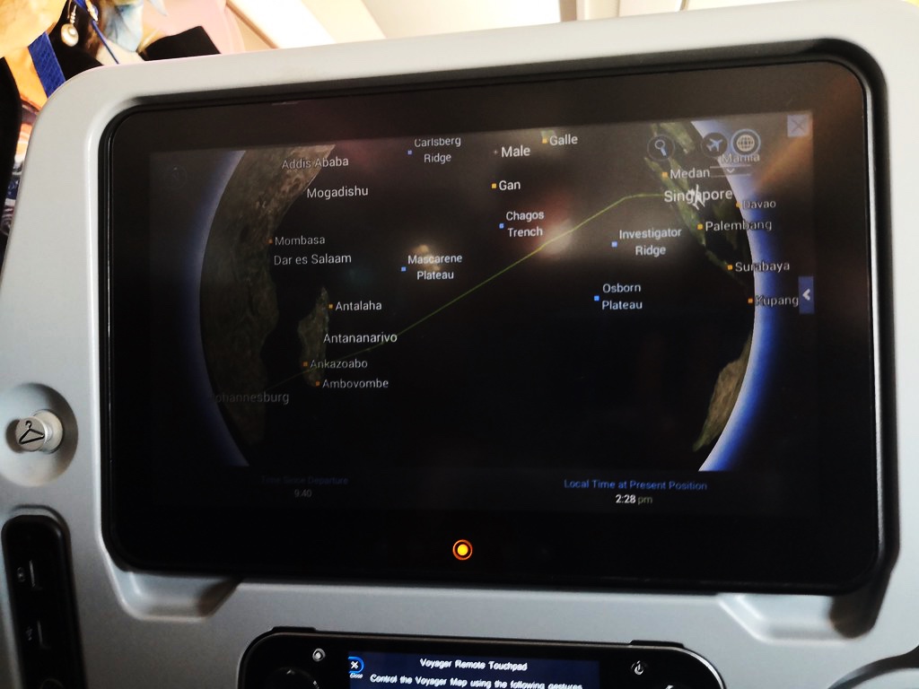 Route taken by Singapore Airlines A350 between Johannesburg and Singapore