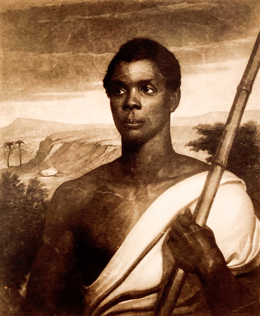 Cinqué, who led a successful mutiny aboard the slave ship “Amistad.”  Print by John Sartain (c. 1840).  In the collection of Smithsonian’s National Portrait Gallery.
