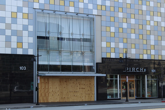 Closer View of a Boarded up Bloomingdale's