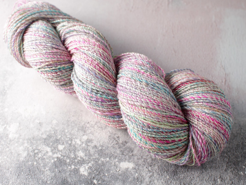 Handspun 4 ply / fingering / sock sparkle yarn in merino, silk, stellina and wool 83g – pastel unicorn