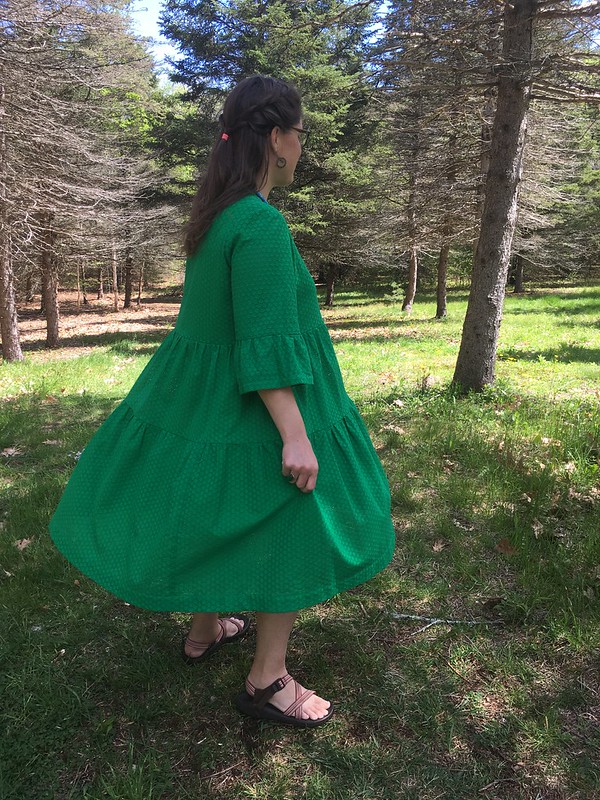 Fun in Green:  A McCall's 7948 Dress in Green Cotton Eyelet