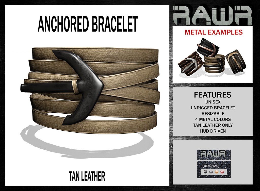 RAWR! Anchored Bracelet Tan Leather