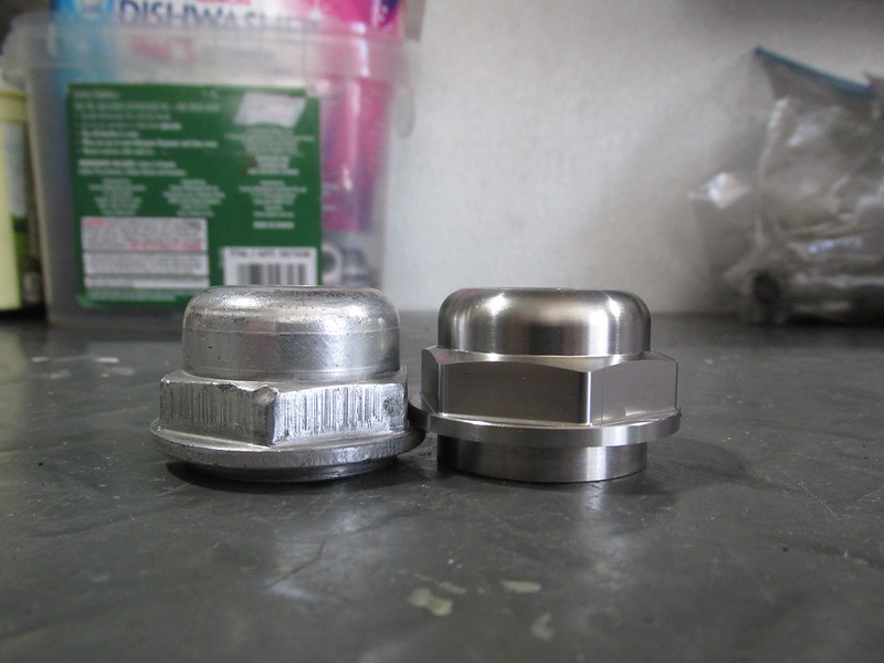 Stock (Left) and Toaster Tan (Right) Steering Stem Cap Nut