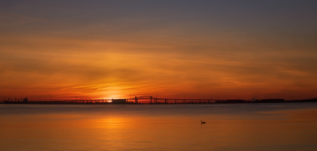 Sunrise Against the Skyway Bridge