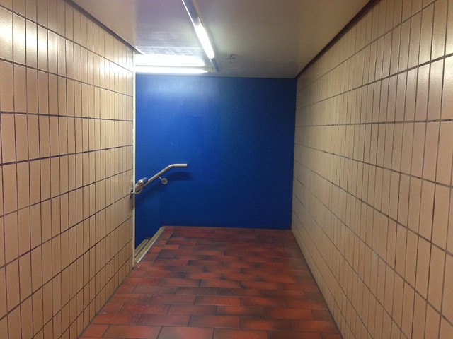 Corridor in stairs to access platforms at Melbourne Central Station