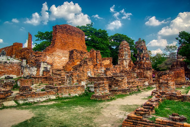 Temple ruins of Wat Mahathat in Ayutthaya, Thailand